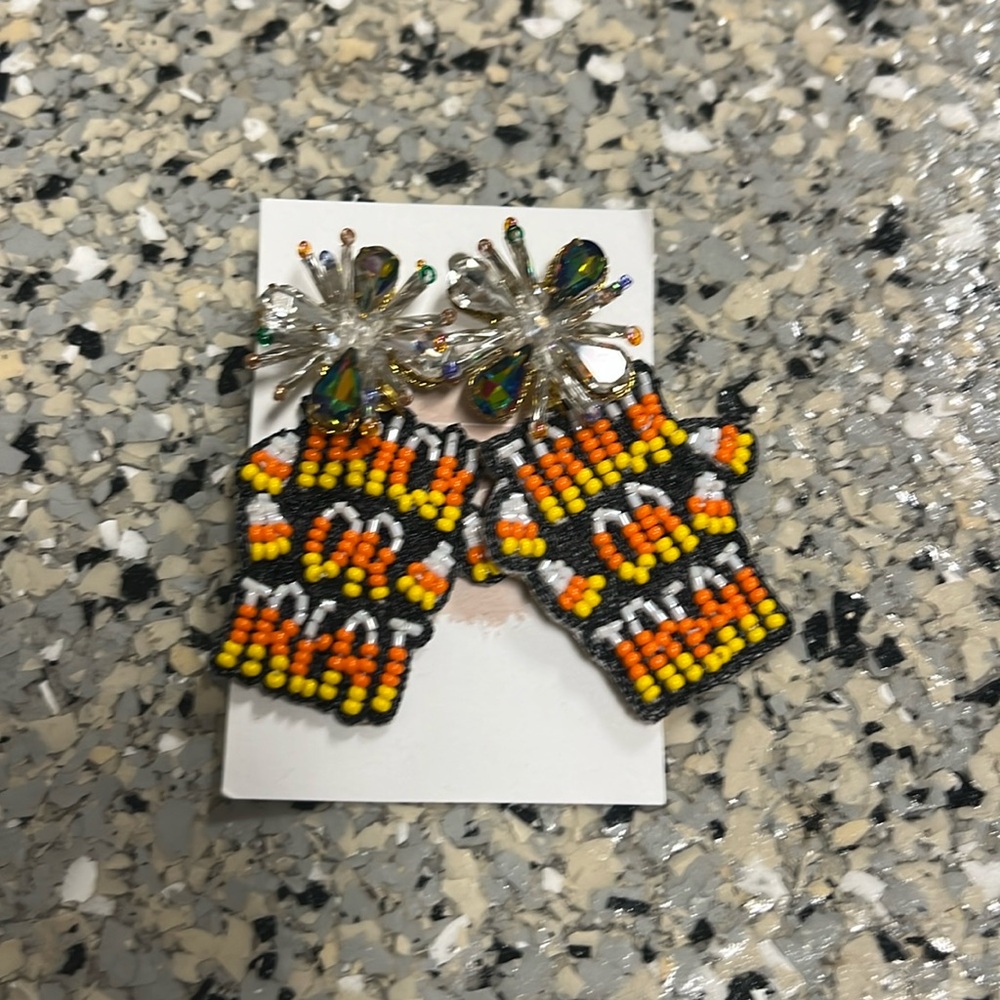 Earrings - Halloween “Trick or Treat” custom beaded